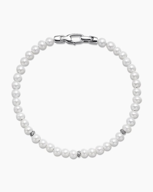 Womens Bijoux Spiritual Beads Bracelet with Pearls and Sterling Silver, 4mm