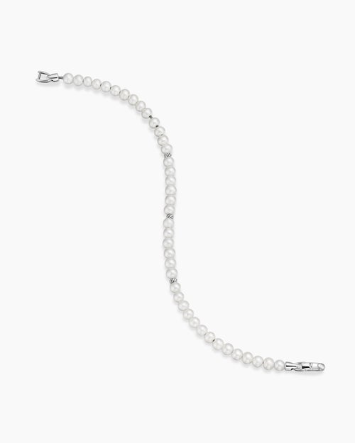 Womens Bijoux Spiritual Beads Bracelet with Pearls and Sterling Silver, 4mm