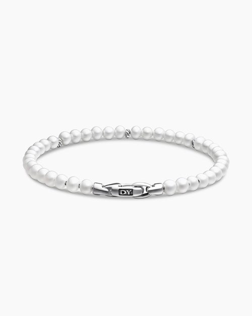 Womens Bijoux Spiritual Beads Bracelet with Pearls and Sterling Silver, 4mm