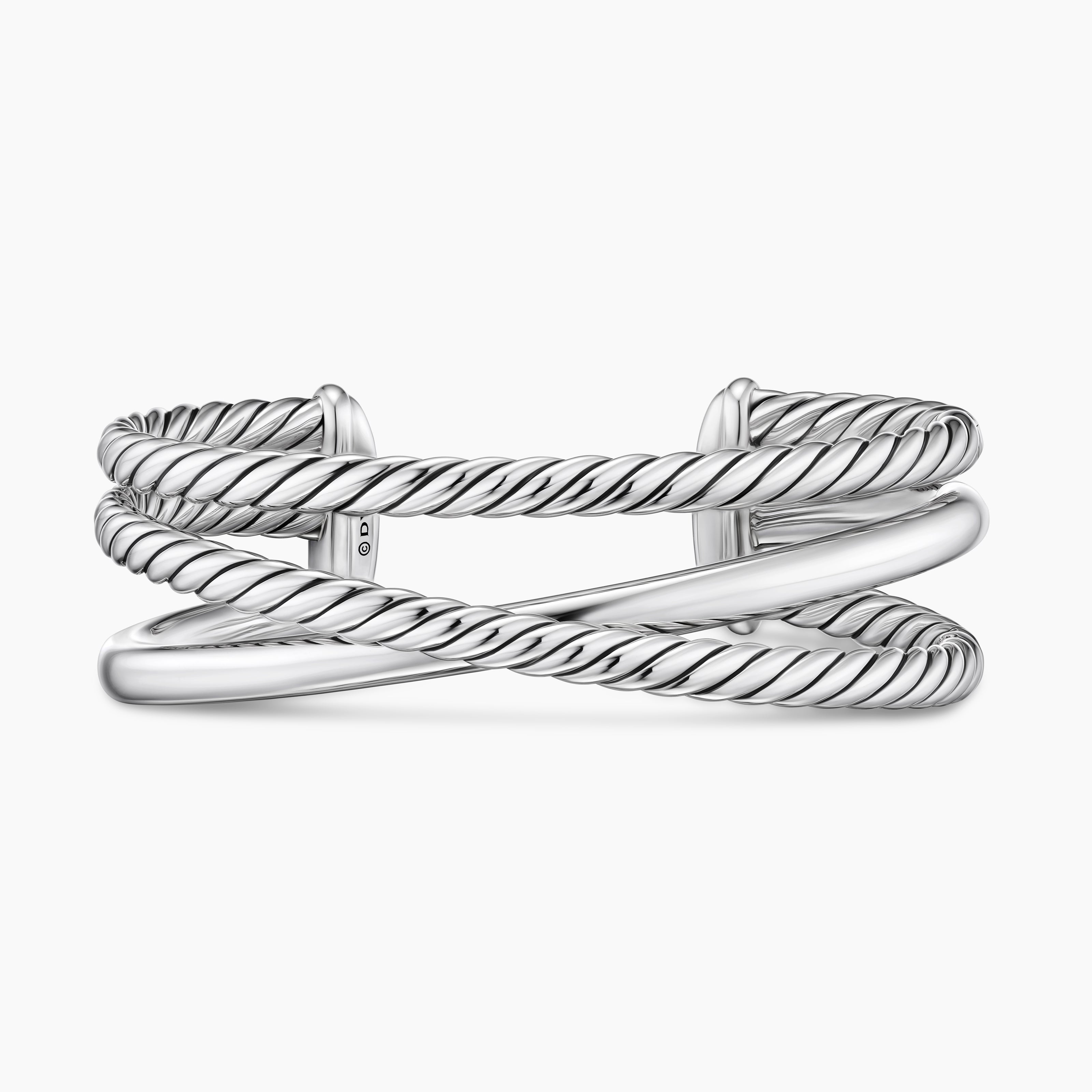 Bracelet-manchette audacieux &agrave; trois rangs Crossover en argent sterling, 19 mm femmes 