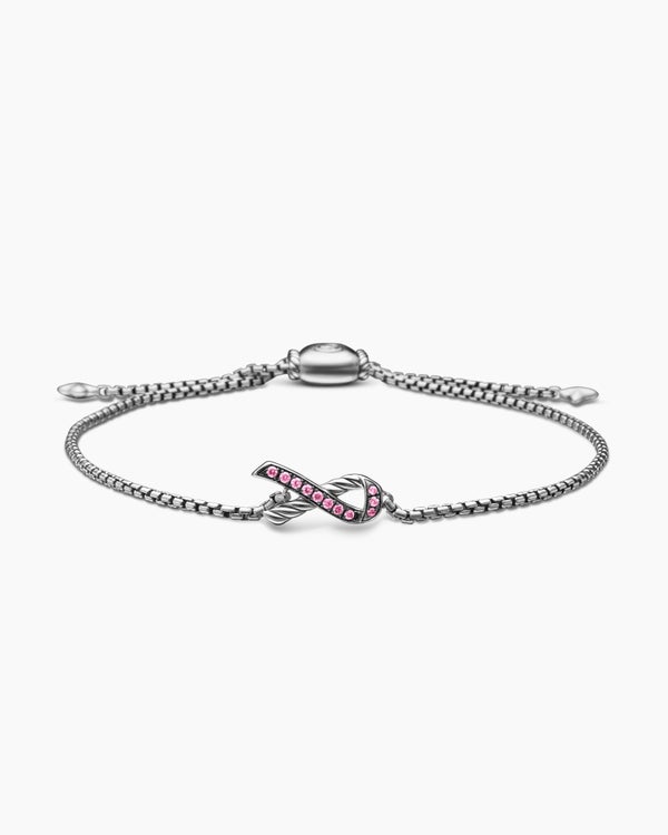 Collier chaîne avec ruban Cable Collectibles® en argent sterling avec pavé de saphirs roses, 1,5 mm