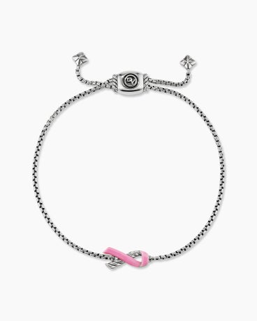 David Yurman Cable Collectibles Ribbon Pin in Sterling Silver with Pink Enamel, 18mm Women's