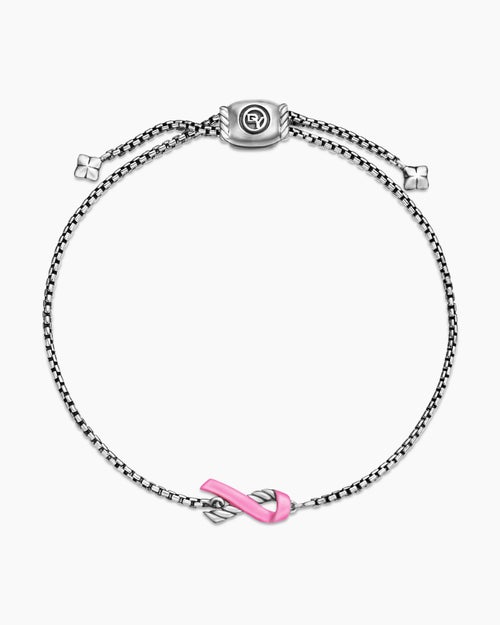 Womens Cable Collectibles® Ribbon Chain Bracelet in Sterling Silver with Pink Enamel, 1.5mm