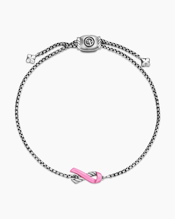 Cable Collectibles® Ribbon Chain Bracelet in Sterling Silver with Pink Enamel, 1.5mm