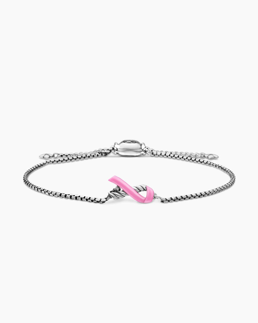 Womens Cable Collectibles® Ribbon Chain Bracelet in Sterling Silver with Pink Enamel, 1.5mm