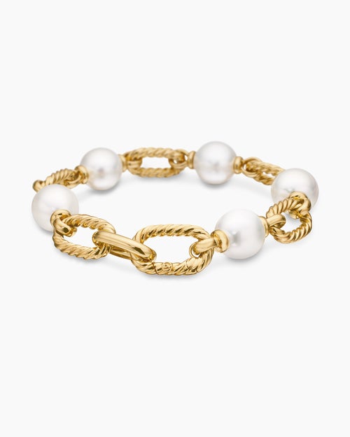 Womens DY Madison® Pearl Chain Bracelet in 18K Yellow Gold with Pearls, 11mm