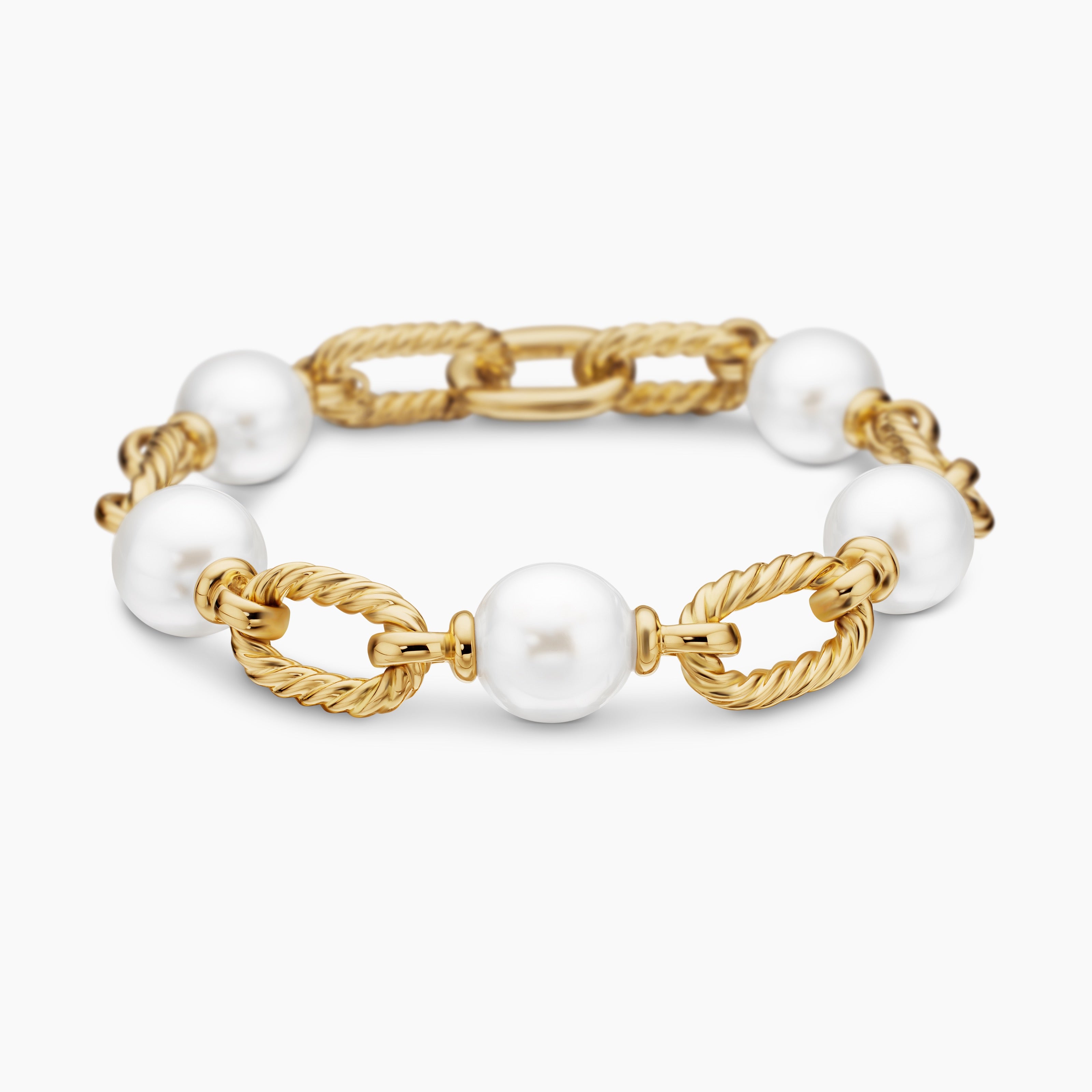Womens DY Madison&reg; Pearl Chain Bracelet in 18K Yellow Gold with Pearls, 11mm