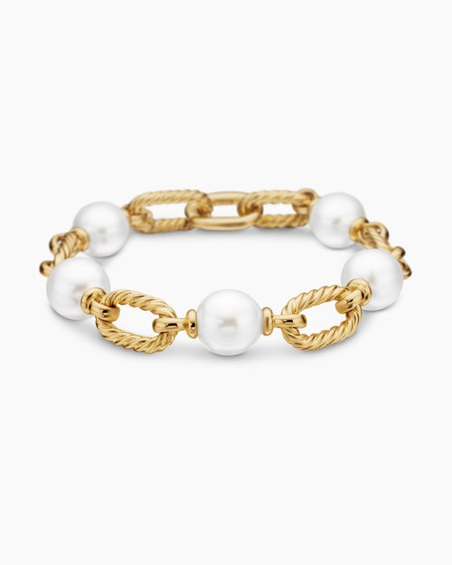 Womens DY Madison® Pearl Chain Bracelet in 18K Yellow Gold with Pearls, 11mm