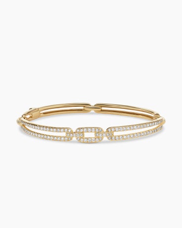 Stax Linked Bracelet in 18K Yellow Gold with Diamonds, 7mm