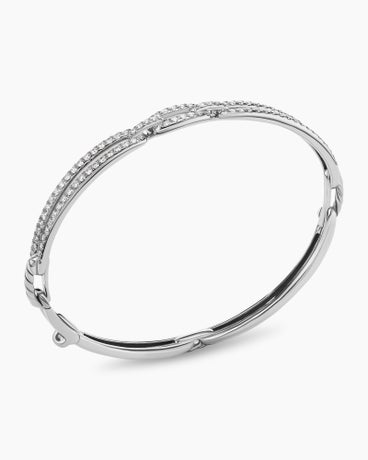 Stax Linked Bracelet in 18K White Gold with Diamonds, 7mm