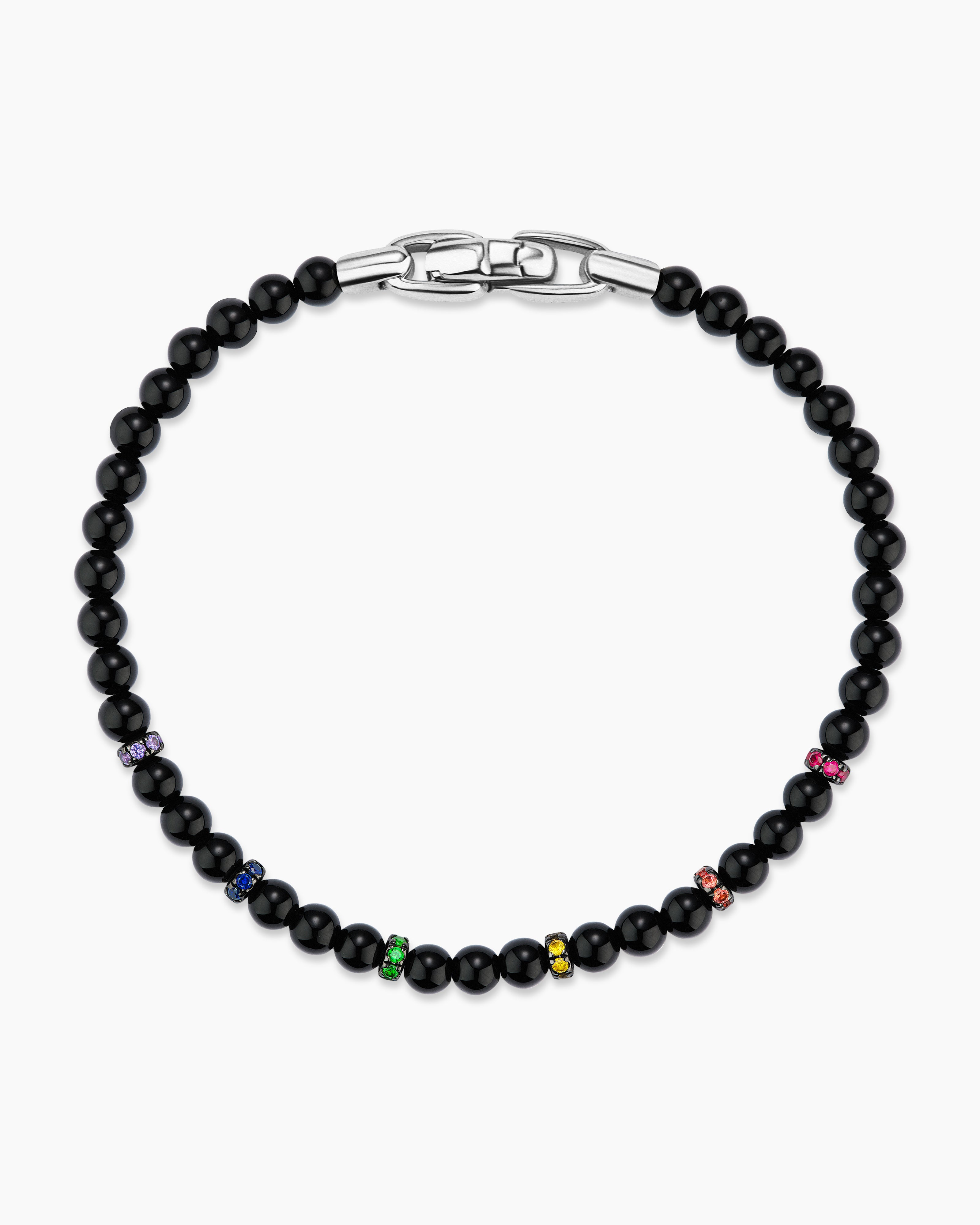 Bijoux Spiritual Beads Rainbow Bracelet in Sterling Silver, 4mm