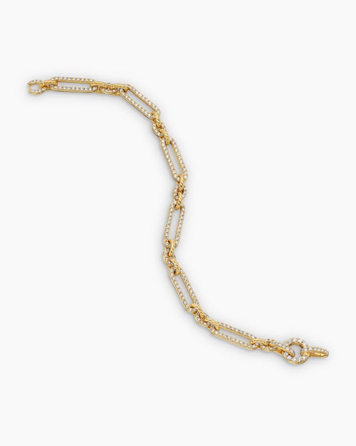 Womens Lexington Chain Bracelet in 18K Yellow Gold with Full Pavé Diamonds, 6.5mm
