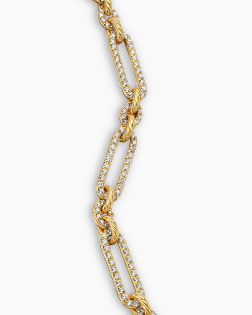 Womens Lexington Chain Bracelet in 18K Yellow Gold with Full Pavé Diamonds, 6.5mm