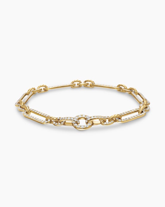 Lexington Chain Bracelet in 18K Yellow Gold with Full Pavé Diamonds, 6.5mm