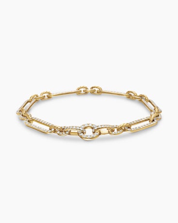 David Yurman Curb Chain Bracelet in 18K Yellow Gold with Pavu00c3u00a9  Diamonds