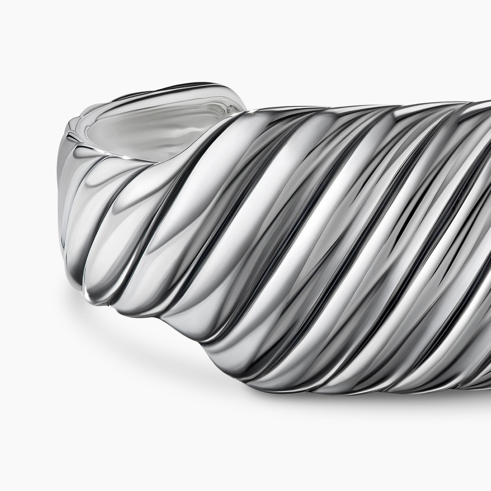 Sculpted Cable Contour Cuff Bracelet in Sterling Silver