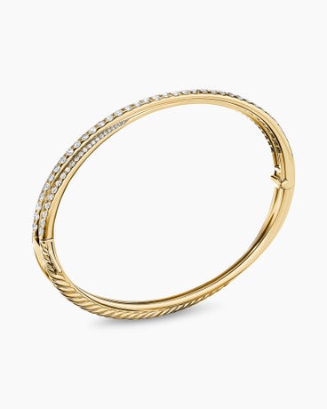 Pavé Crossover Two Row Bracelet in 18K Yellow Gold with Diamonds, 5.5mm