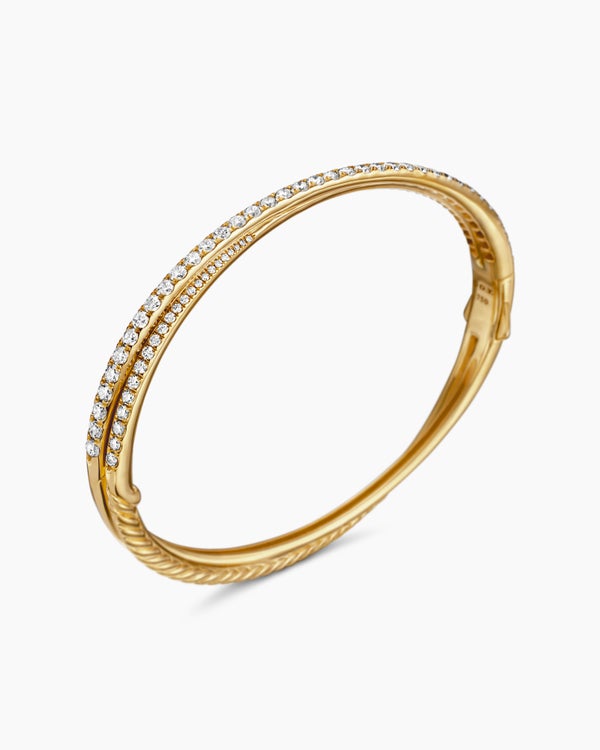 Pavé Crossover Two Row Bracelet in 18K Yellow Gold, 5.5mm