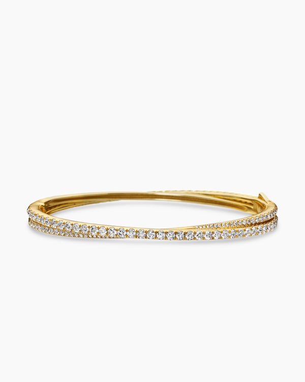 Pavé Crossover Two Row Bracelet in 18K Yellow Gold, 5.5mm