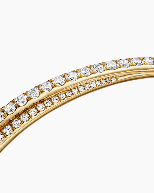 Womens Pavé Crossover Two Row Bracelet in 18K Yellow Gold, 5.5mm