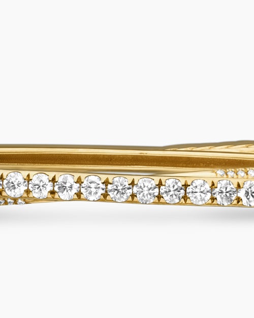 Womens Pavé Crossover Two Row Bracelet in 18K Yellow Gold, 5.5mm