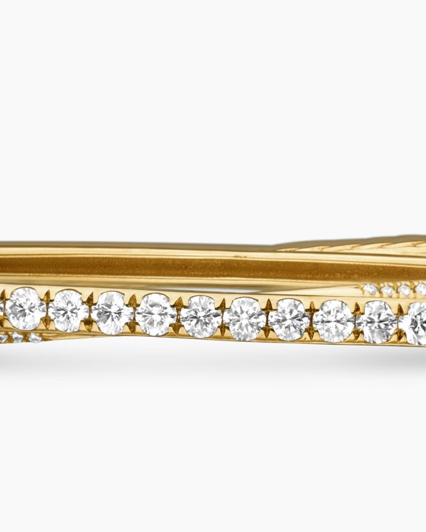 Pavé Crossover Two Row Bracelet in 18K Yellow Gold, 5.5mm
