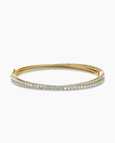 Pavé Crossover Two Row Bracelet in 18K Yellow Gold with Diamonds, 5.5mm