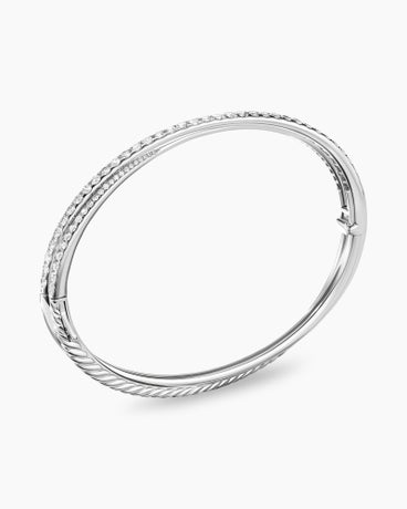 Pavé Crossover Two Row Bracelet in 18K White Gold with Diamonds, 5.5mm