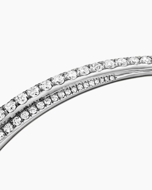 Womens Pavé Crossover Two Row Bracelet in 18K White Gold, 5.5mm