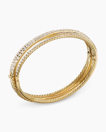 Pavé Crossover Three Row Bracelet in 18K Yellow Gold with Diamonds, 11mm