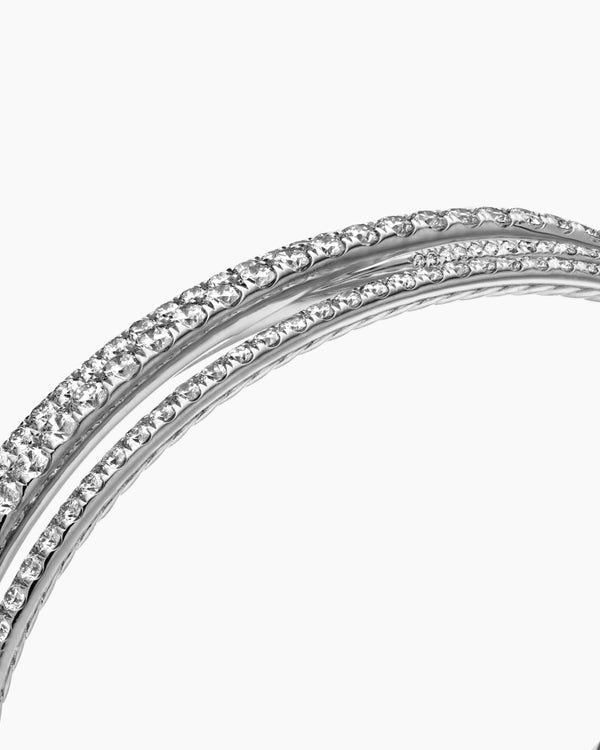 Pavé Crossover Three Row Bracelet in 18K White Gold with Diamonds, 11mm