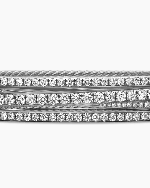 Womens Pavé Crossover Three Row Bracelet in 18ct White Gold with Diamonds, 11mm