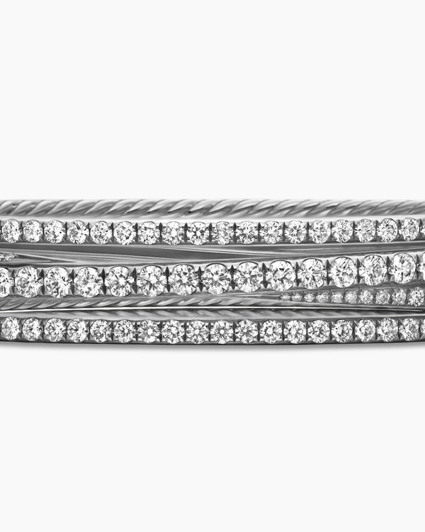 Pavé Crossover Three Row Bracelet in 18K White Gold with Diamonds, 11mm