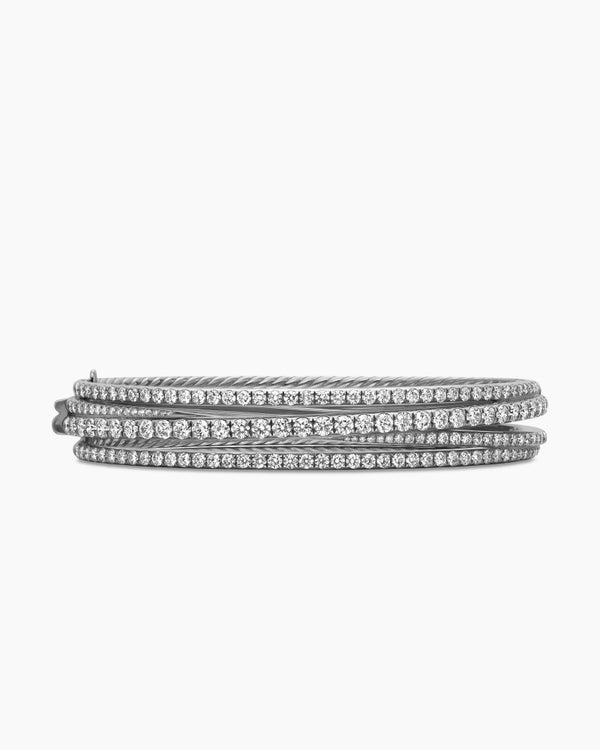 Pavé Crossover Three Row Bracelet in 18K White Gold with Diamonds, 11mm