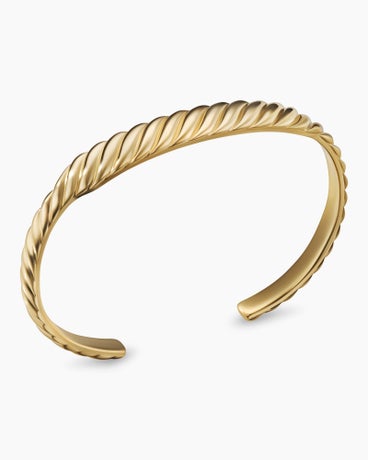 Sculpted Cable Contour Cuff Bracelet in 18K Yellow Gold, 9mm