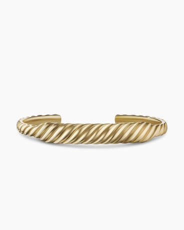 Sculpted Cable Contour Cuff Bracelet in 18K Yellow Gold, 9mm