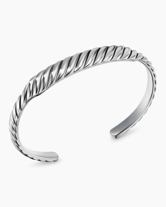 Sculpted Cable Contour Cuff Bracelet in Sterling Silver, 9mm