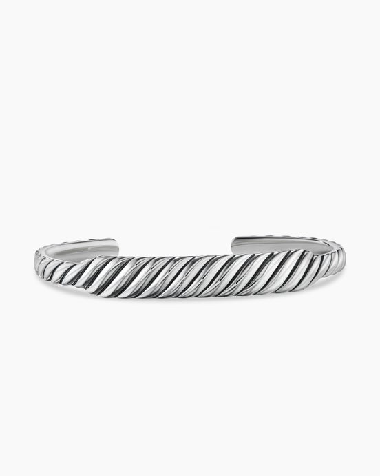 Sculpted Cable Contour Cuff Bracelet in Sterling Silver, 9mm