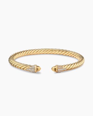 David Yurman Carlyle Bracelet in 18K Yellow Gold with Pavé Diamonds