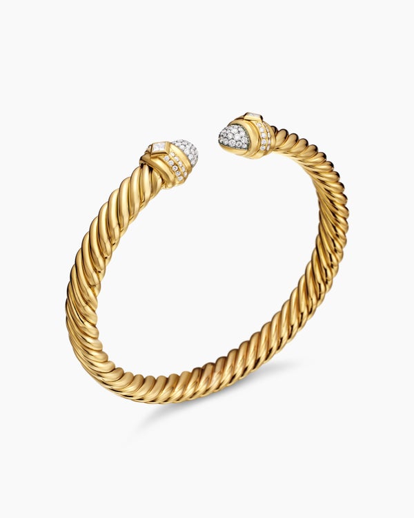 Renaissance® Oval Cablespira® Bracelet in 18K Yellow Gold with Diamonds, 7mm