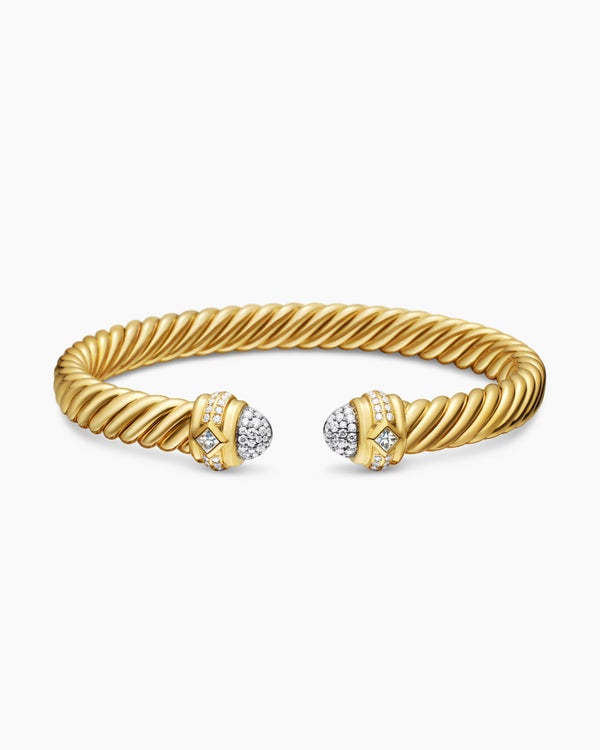 Renaissance® Oval Cablespira® Bracelet in 18K Yellow Gold with Diamonds, 7mm