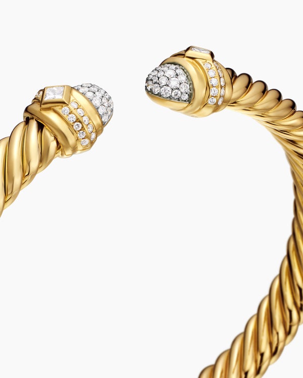 Renaissance® Oval Cablespira® Bracelet in 18K Yellow Gold with Diamonds, 7mm