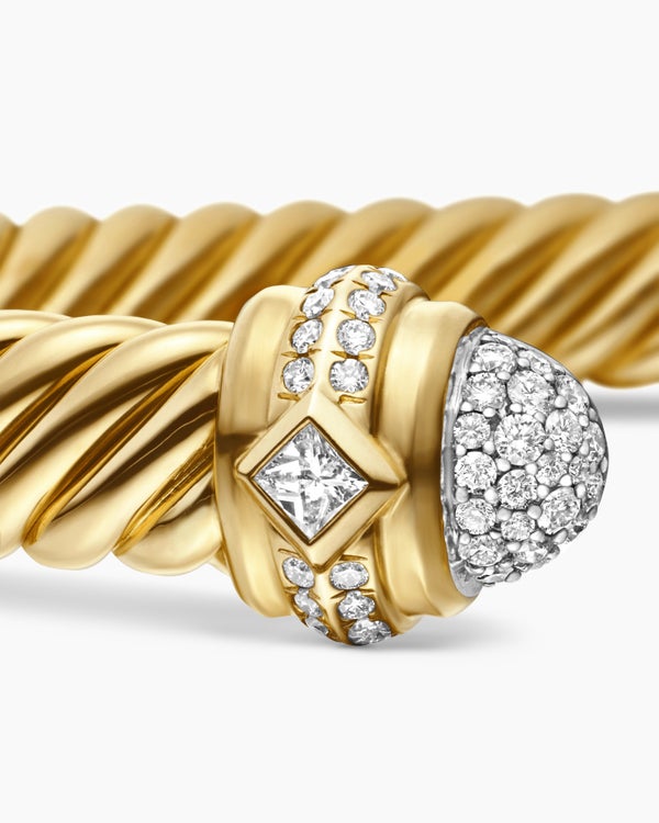 Renaissance® Oval Cablespira® Bracelet in 18K Yellow Gold with Diamonds, 7mm