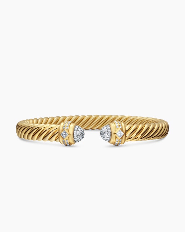 Renaissance® Oval Cablespira® Bracelet in 18K Yellow Gold with Diamonds, 7mm