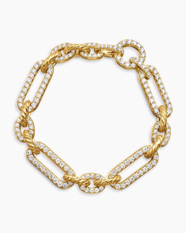 Lexington Chain Bracelet in 18K Yellow Gold with Full Pavé Diamonds, 9.8mm