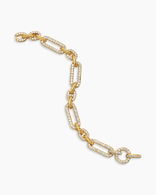 Womens Lexington Chain Bracelet in 18ct Yellow Gold with Full Pavé Diamonds, 9.8mm