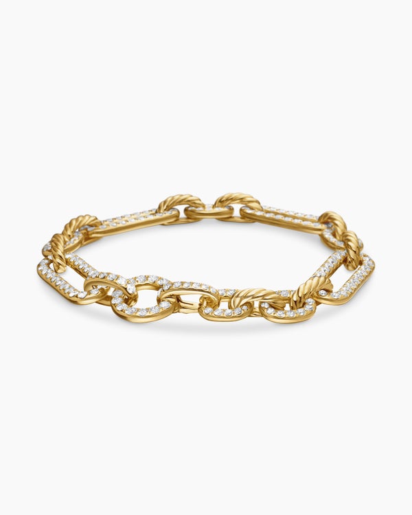 Lexington Chain Bracelet in 18K Yellow Gold with Full Pavé Diamonds, 9.8mm