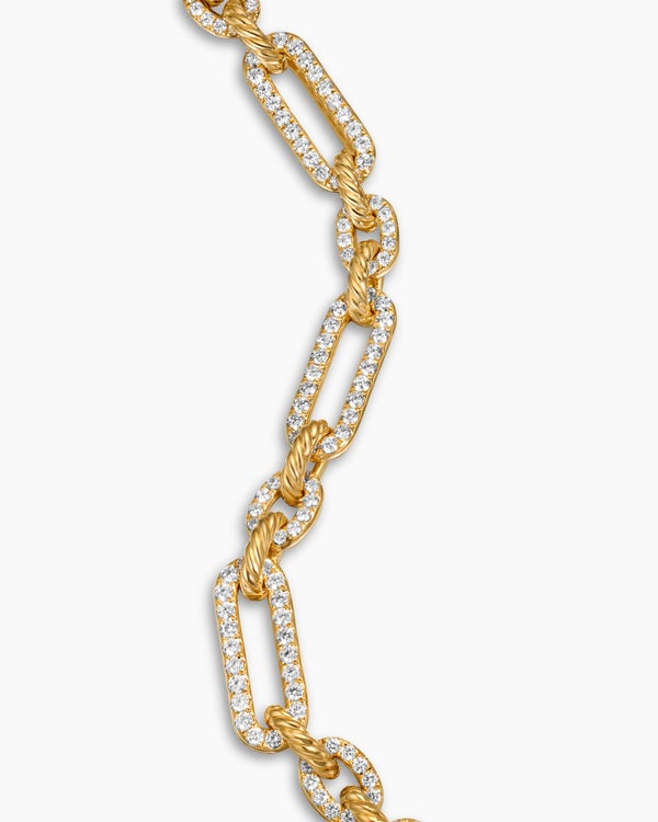 Lexington Chain Bracelet in 18K Yellow Gold with Full Pavé Diamonds, 9.8mm