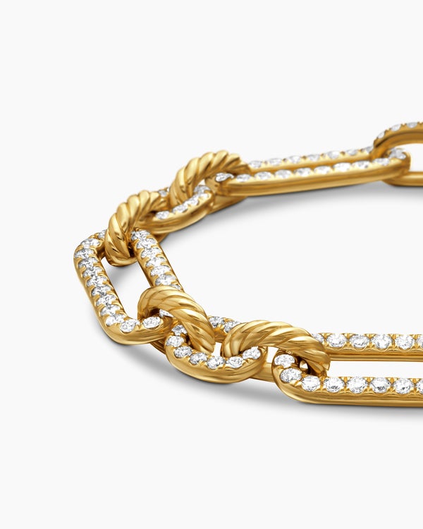 Lexington Chain Bracelet in 18K Yellow Gold with Full Pavé Diamonds, 9.8mm
