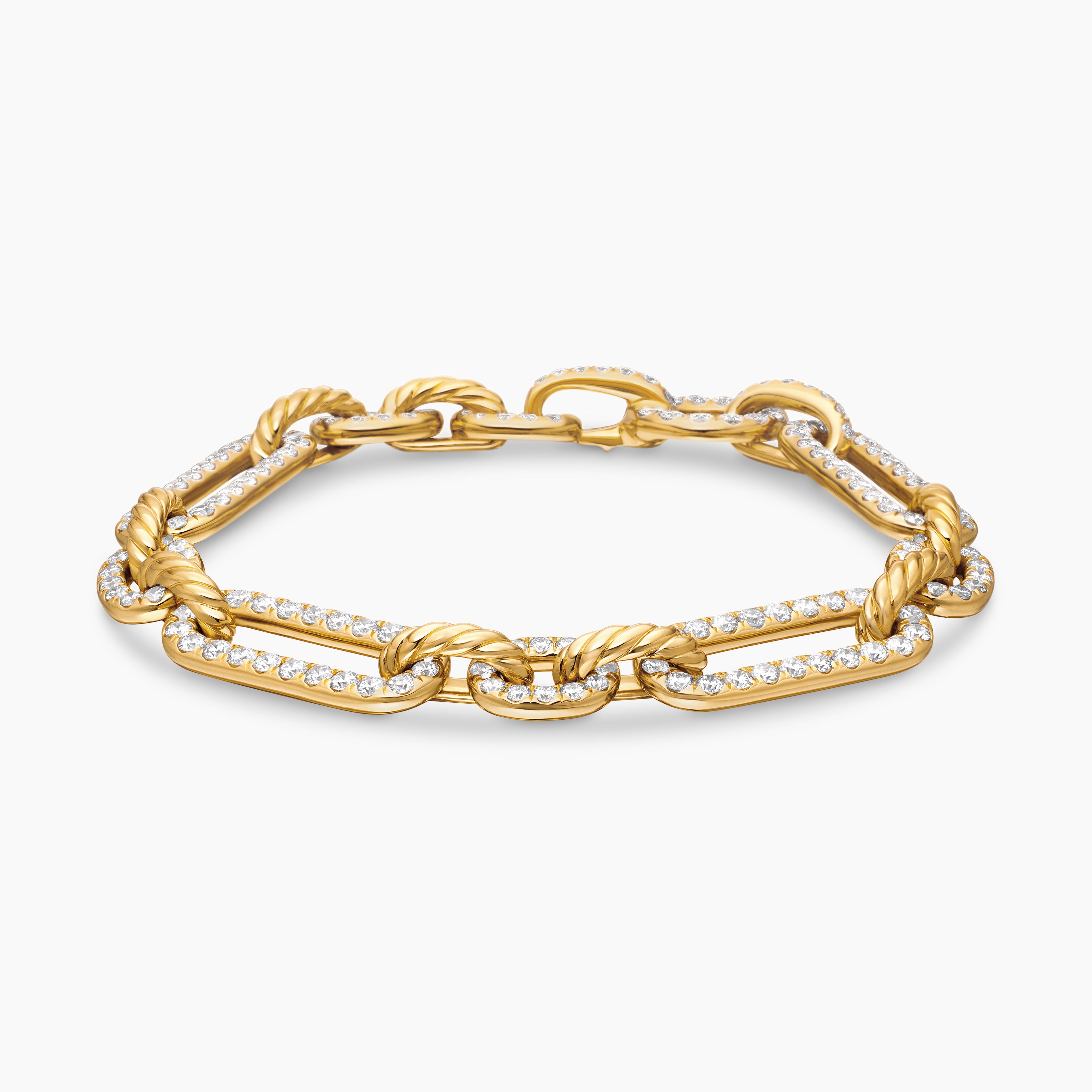Womens Lexington Chain Bracelet in 18K Yellow Gold with Full Pav&eacute; Diamonds, 9.8mm
